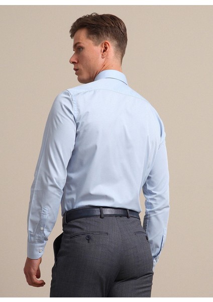 Açık Mavi Düz Regular Fit Dokuma Klasik %100 Pamuk Gömlek modelleri