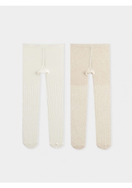 Lcw Baby Bej Kendinden Desenli Kız Bebek Külotlu Çorap 2'li