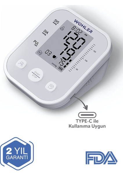 Üst Koldan Ölçer Dijital Tansiyon Aleti Nabız Ölçer USB Girişli 99 Ölçüm Hafıza Çantalı modelleri
