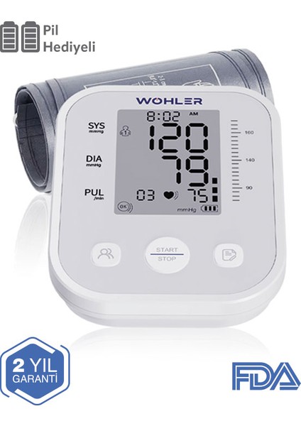 Üst Koldan Ölçer Dijital Tansiyon Aleti Nabız Ölçer USB Girişli 99 Ölçüm Hafıza Çantalı fiyatları