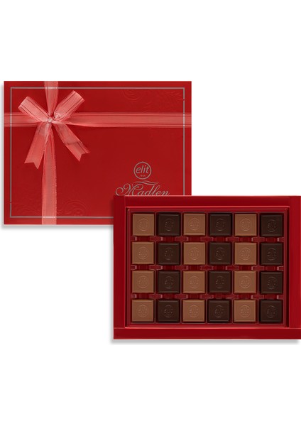 Sütlü ve Bitter Madlen Çikolata Bordo Kutu 430g Glutensiz