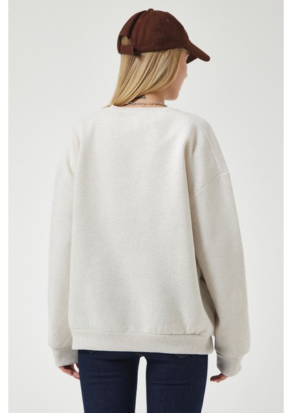 Fermuar Detaylı Şardonlu Sweatshirt LUB0003 Bej indirimleri
