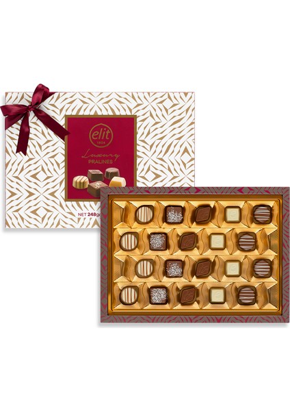 Luxury Praline Spesiyal Çikolata Bordo Kutu 248g Glutensiz