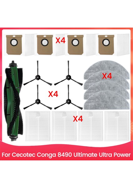 Cecotec Conga 8490 Ultimate Ultra Power Elektrikli Süpürge Parçaları Ana Yan Fırça Hepa Filtre Paspas Bezi Toz Torbası (Yurt Dışından)