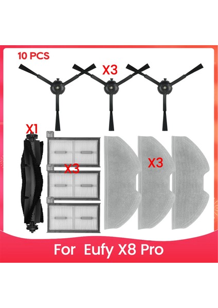 Eufy X8 Pro Robot Ana Yan Fırça Filtreleri Paspas Bezleri Paspas Bezi Bez Elektrikli Süpürge Parçaları Yedek Aksesuarları (Yurt Dışından)