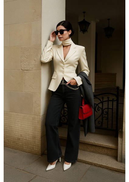 Kadın Yüksek Bel Skater Fit Jean Pantolon