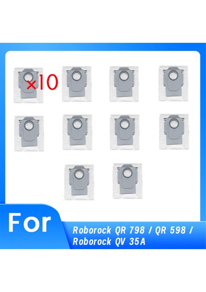 Roborock Qv 35A / Qr 598 / Qr 798 Robot Süpürge Aksesuarları Için 10 Adet Yedek Parça Toz Torbası (Yurt Dışından)