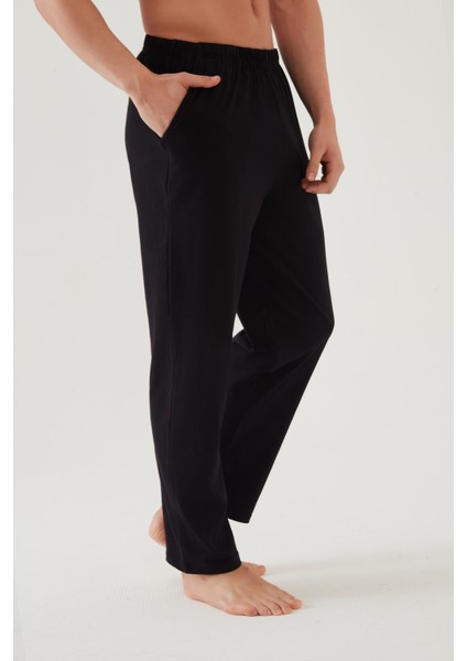 Erkek Pamuklu Ekose-Lacivert 2'li Tek Alt Pijama
