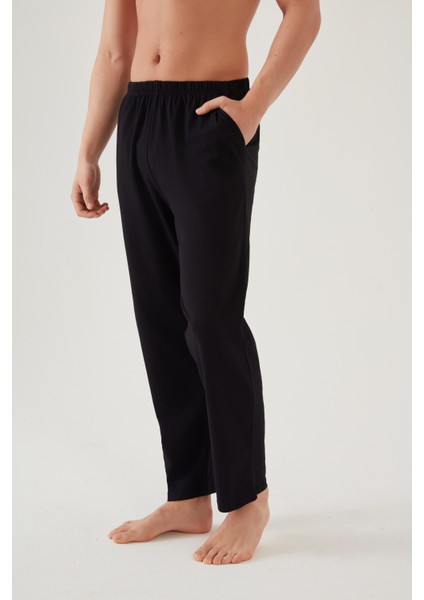 Erkek Pamuklu Ekose-Lacivert 2'li Tek Alt Pijama