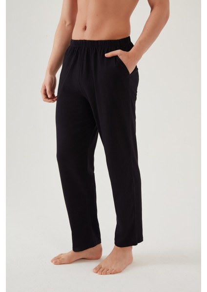 Erkek Pamuklu Ekose-Lacivert 2'li Tek Alt Pijama