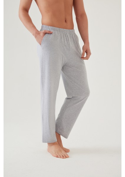 Erkek Pamuklu Ekose-Lacivert 2'li Tek Alt Pijama