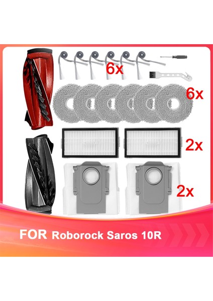 Roborock Saros 10R Robot Süpürge Için Yedek Parça, 1 Çift Ana Fırça, Yan Fırçalar, Mendiller, Filtreler, Toz Torbaları (Yurt Dışından)