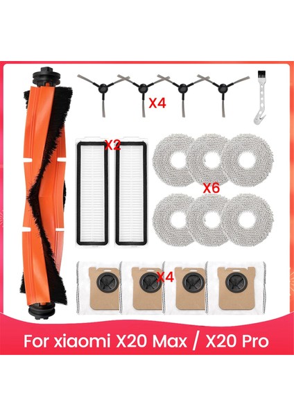 Xiaomi X20 Max / X20 Pro Robot Süpürge Ana Yan Fırça Paspas Bezi Toz Torbaları Hepa Filtreleri Için Yedek Parça (Yurt Dışından)