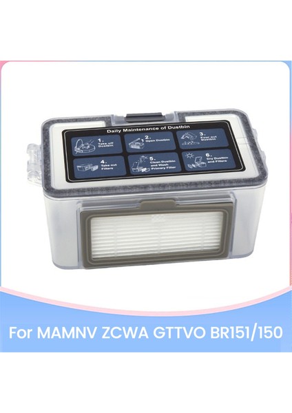 Mamnv Zcwa Gttvo BR151/150 Robot Süpürge Yedek Aksesuarları Için Vakumlu Toz Kutusu Çöp Kutusu (Yurt Dışından)