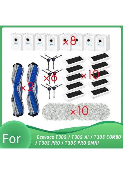 Ecovacs T30S / T30S Aı / T30S Combo / T30S Pro / T30S Pro Omnı Robot Süpürge Parçalarının Değiştirilmesi Için 36 Parça (Yurt Dışından)