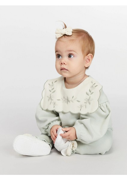 Lcw Baby Gri Bisiklet Yaka Kız Bebek Sweatshirt ve Tayt 2'li