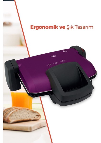 Mor 1800W Ayarlı Tost ve Izgara Makinesi, Çıkarılabilir Plakalar indirimleri