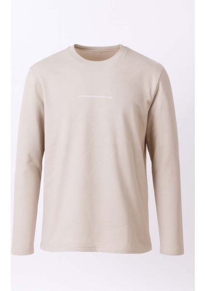 O Yaka Enjeksiyon Baskılı Taş Erkek Sweatshirt 5725