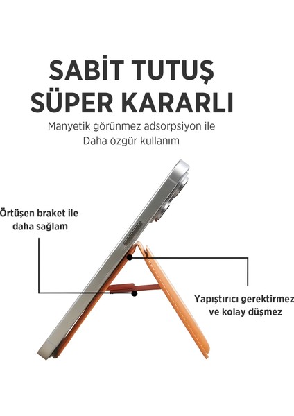 Tmw4 Magsafe Uyumlu Kart Taşıma ve Telefon Stand Özellikli Katlanabilir Manyetik Deri Cüzdan Kartlık fiyatları