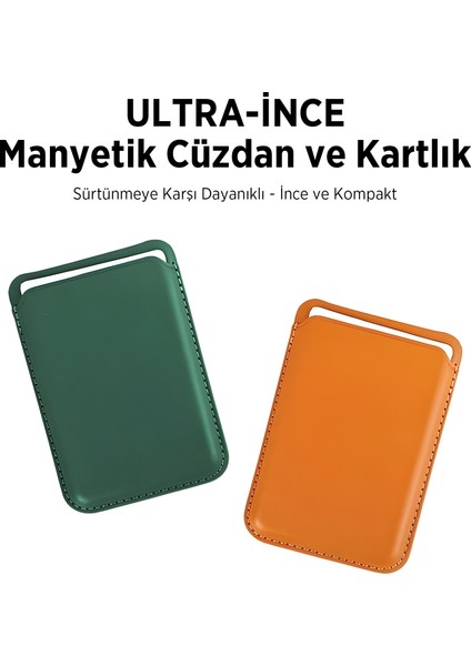 Tmw4 Magsafe Uyumlu Kart Taşıma ve Telefon Stand Özellikli Katlanabilir Manyetik Deri Cüzdan Kartlık modelleri