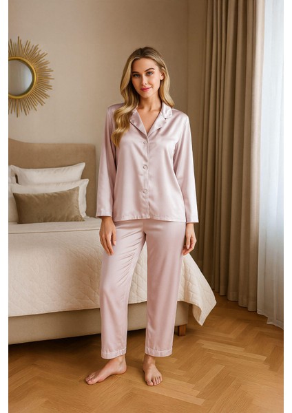 Pierre Cardin Kadın Biyeli Saten Pijama Takımı