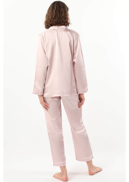 Pierre Cardin Kadın Biyeli Saten Pijama Takımı