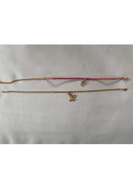 Parlak Taşlı Kelebek Figürlü Ikili Halhal modelleri