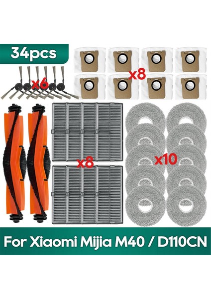 Xiaomi Mijia M40 / D110CN Elektrikli Süpürge Aksesuarları Ana Fırça Filtre Paspas Bezi Toz Torbası Yedek Parçaları (Yurt Dışından)