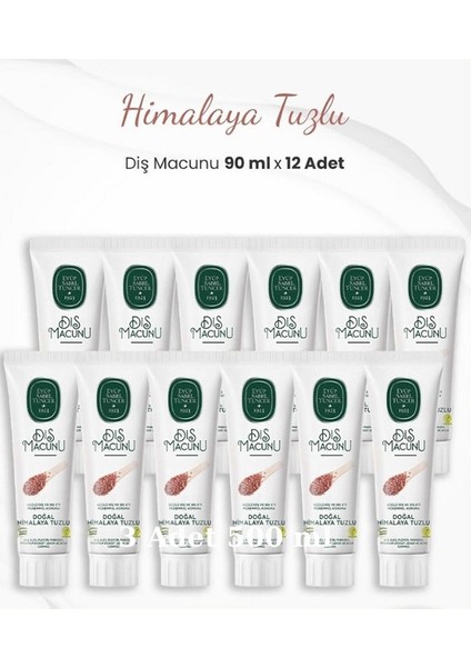 Diş Macunu 90 ml - Doğal Himalaya Tuzlu x 12 Adet