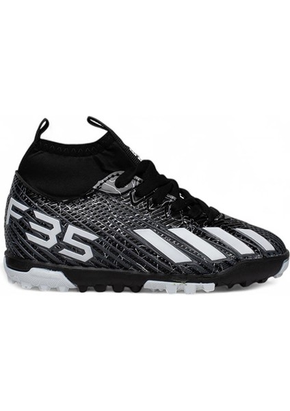 Bys Siyah Beyaz Erkek Çocuk Çoraplı Halısaha Ayakkabı