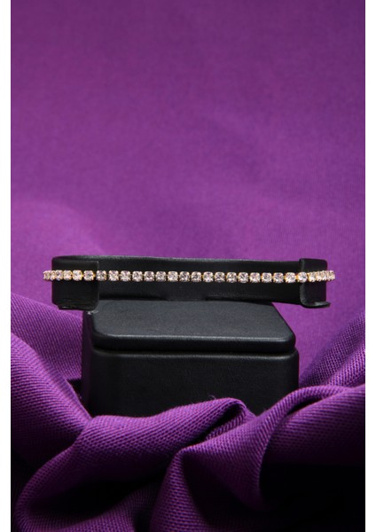 Yuvarlak Sıralı Zirkon Taşlı Kadın Çelik Görünümlü Xp Zincir Bileklik 3mm