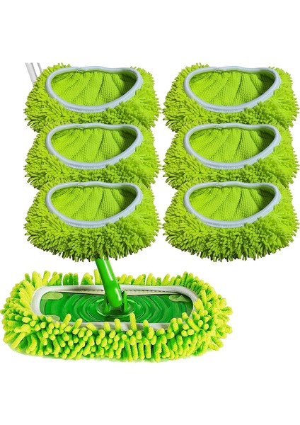 Swiffer Süpürge Paspas Bezleri/pedleri Için Islak/kuru Şifon Mikrofiber Sert Ahşap Zemin Paspas Pedi Islak ve Kuru Flip Mop 6'lı Paket (Yurt Dışından)