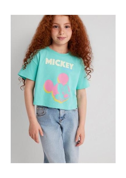 Mickey Mouse Baskılı Yeşil Tişört 7610332-71673
