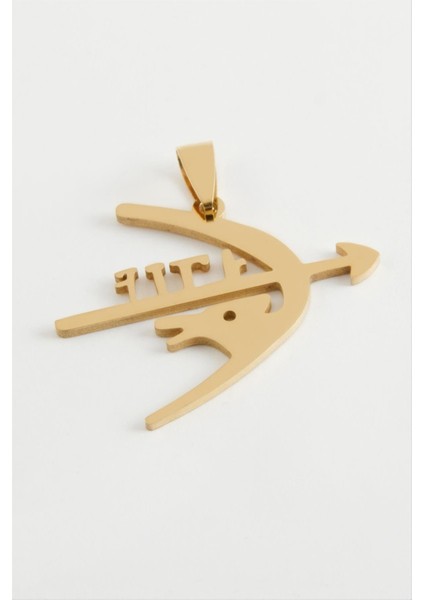 Allzey Ok Yay Çelik Kolye Ucu 4 Cm-Sarı