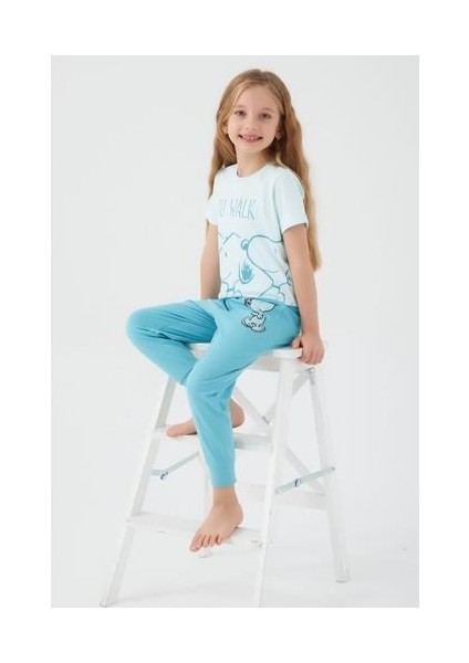 To Walk Turkuaz Kız Çocuk Kısa Kol Pijama Takım fırsatları