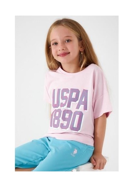 Point Detail Toz Pembe Kız Çocuk Kapri Takım