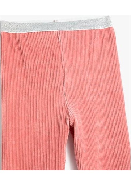 Kadife Tayt Fitilli Simli Beli Lastikli