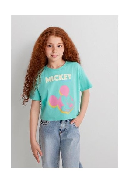 Mickey Mouse Baskılı Yeşil Tişört 7610332-71673