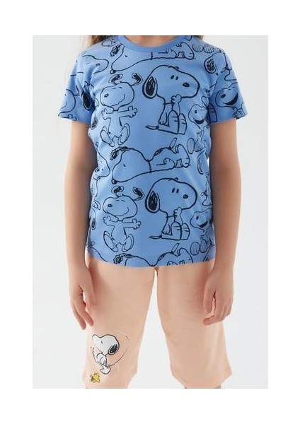 L1575-3 Kız Çocuk Alt Üst Takım Açık Indigo