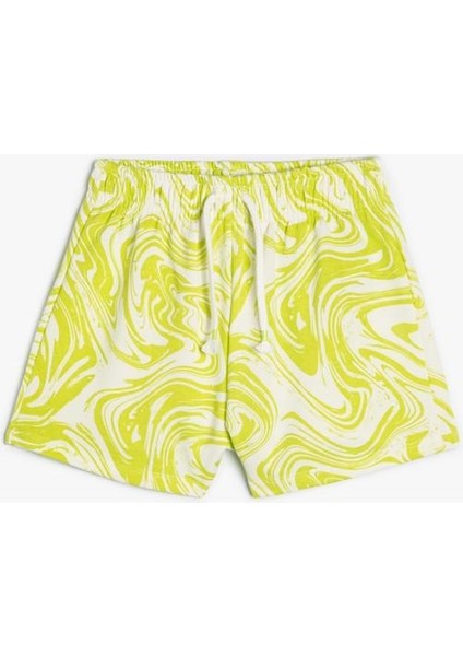 Şort Beli Bağlamalı Cepli Soyut Desenli fırsatları