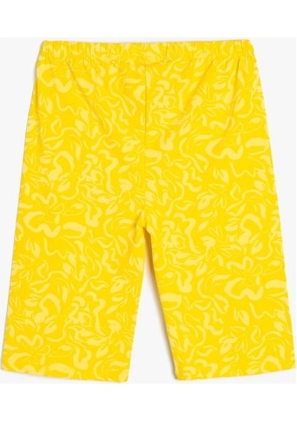 Kısa Tayt Batik Desenli Beli Lastikli Pamuklu