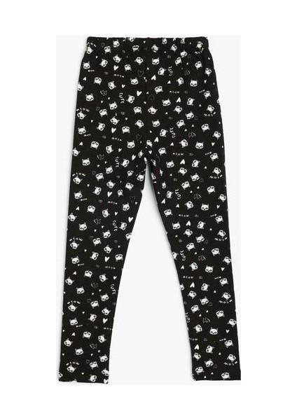 Tayt Kedi Baskılı Beli Lastikli fırsatları