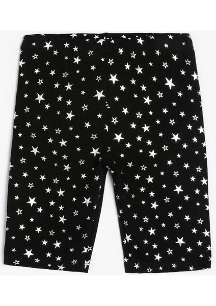 Parlak Kısa Tayt Beli Lastikli Yıldız Baskılı Pamuklu fırsatları