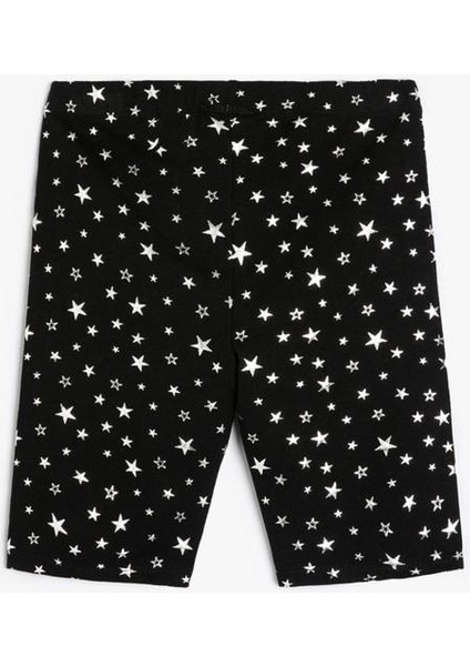 Parlak Kısa Tayt Beli Lastikli Yıldız Baskılı Pamuklu indirimleri