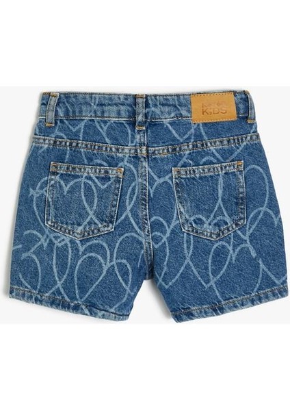 Kot Şort Kalp Baskılı Pamuklu indirimleri