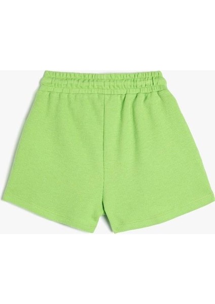 Mini Şort Beli Bağlamalı Tropik Baskılı Pamuklu