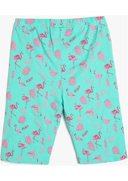 Kısa Tayt Flamingo Baskılı Beli Lastikli Pamuklu indirimleri