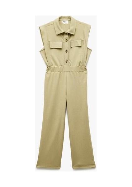 Düğmeli Cep Detaylı Gömlek Yaka Uzun Tulum fırsatları