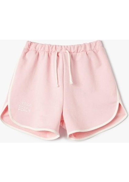 Slogan Işlemeli Şort Rahat Kesim Beli Bağcıklı Biyeli fırsatları