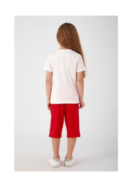 Colorful Leaves Beyaz Kız Çocuk Kapri Takım